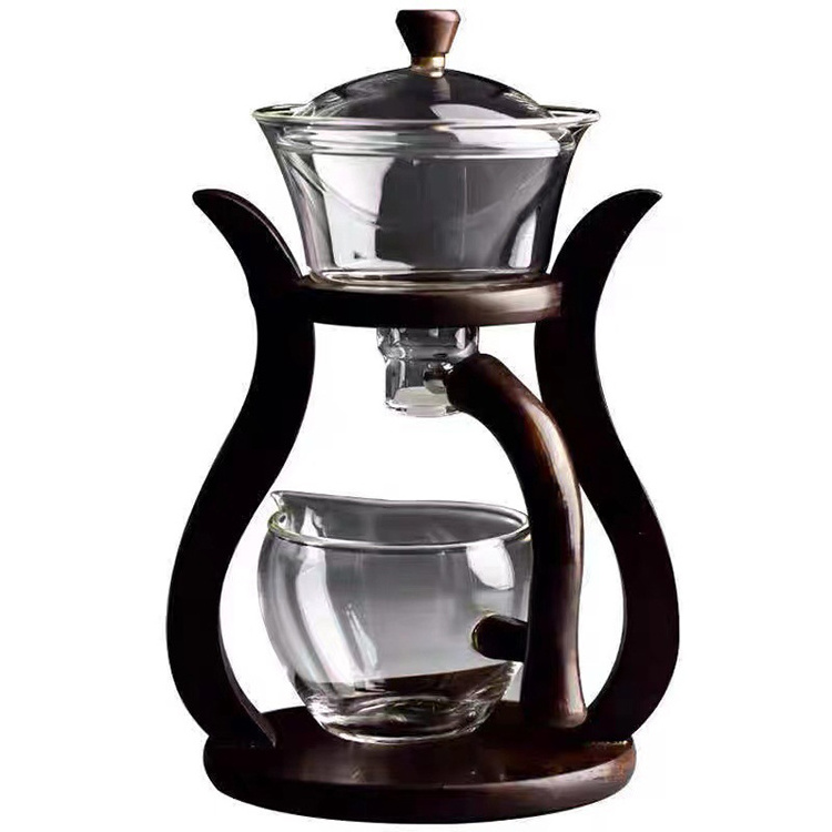 New Creative Heat-Resistant Glass Teapot Set Semi-Automatic Lazy Tea Set high borosilicate glass teapot