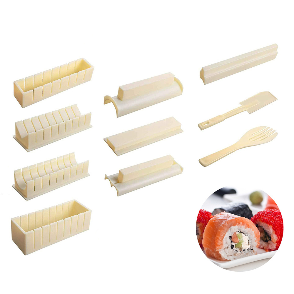 New Products Ideas online Sushi Making Kit Deluxe Edition Complete Sushi Set 10 Pieces Plastic Sushi Maker Tool Complete