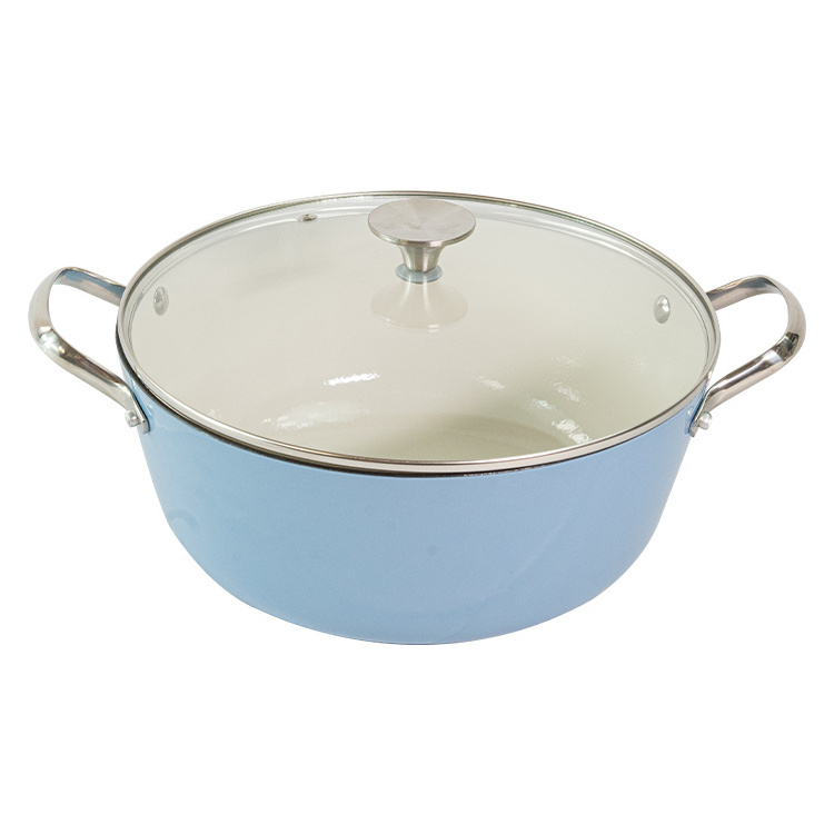 Kitchen Custom Enameled Cast Iron Cooking Pot With Glass Lid Cookware Sets as Gifts for Family