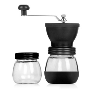 Online New Arrival Manual Coffee Grinder with Ceramic Burrs Hand Coffee Mill with Two Glass Jars  for Home Office Travelling