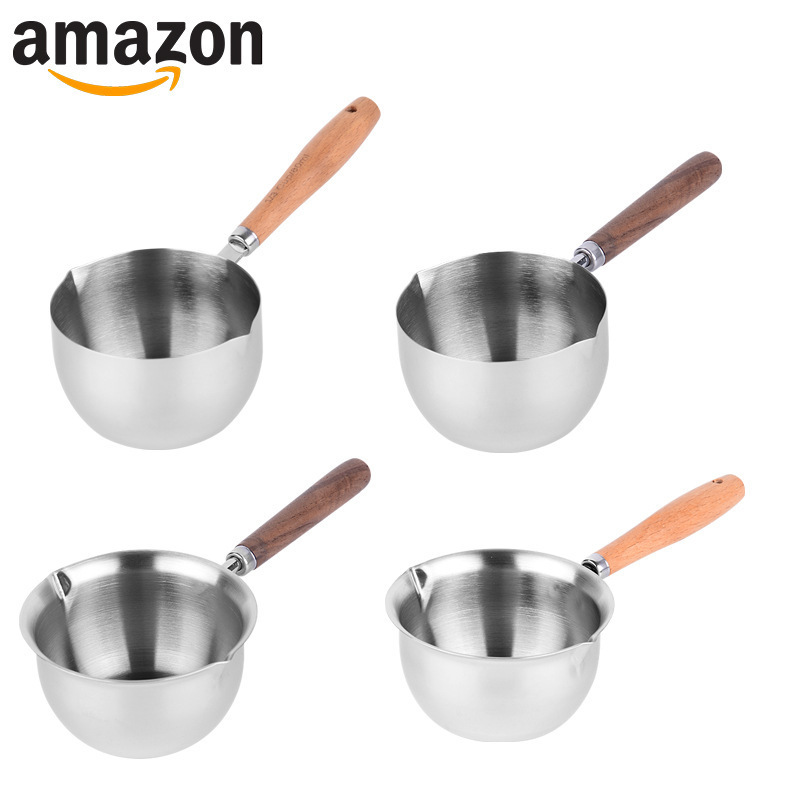 Hot Sale 11cm Stainless Steel Pans Pots And Kitchen Saucepan Induction Base Handle Sauce Pan Lid Milk Pot