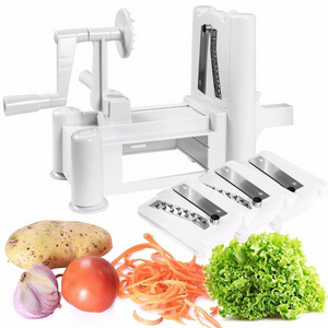 3 in 1 hand operated vegetable cutter and chopper multi-functional spiral vegetable slicer  vegetable slicer chopper