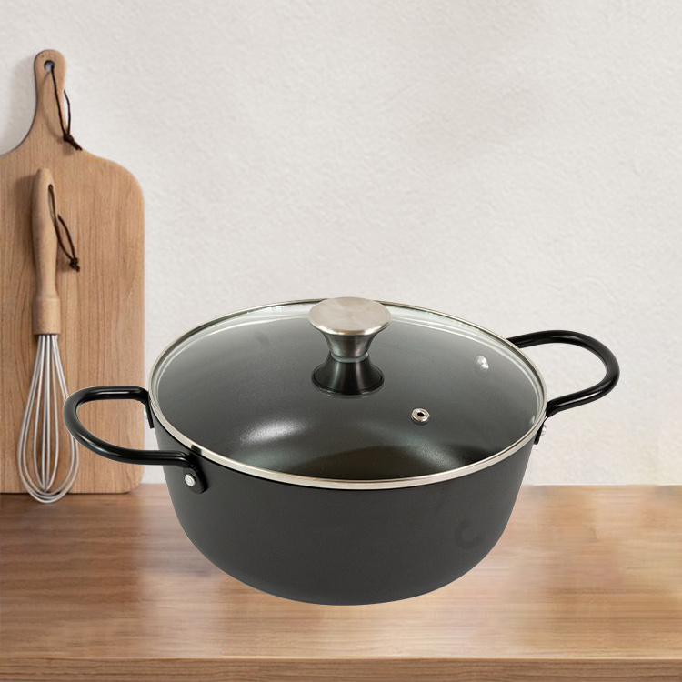 New product 2024 Cast Iron Stock Pots With glass Lid Dutch Oven Casserole for Cooking Kitchen