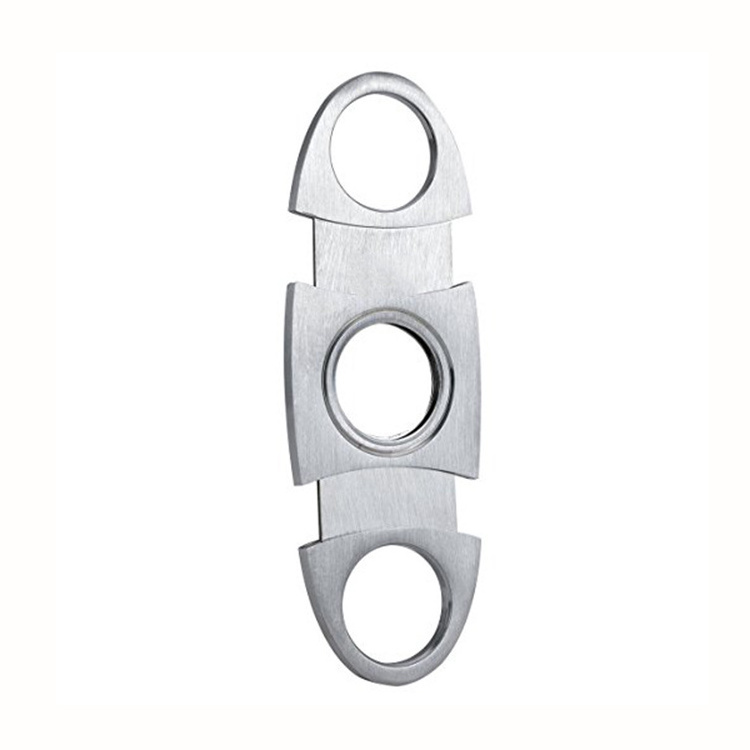 2024 online Hot Sale New Product Silver Round Stainless Steel Metal Handle Double Blade Cigar Cutter Wholesale