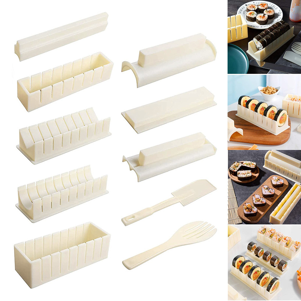 New Products Ideas online Sushi Making Kit Deluxe Edition Complete Sushi Set 10 Pieces Plastic Sushi Maker Tool Complete