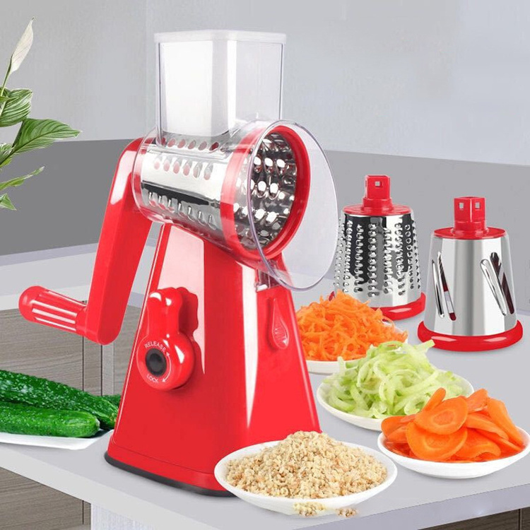 Kitchen Manual Mandoline Shredder Vegetable Cutter Slicer Rotary Cheese Grater Chopper with Drum Blades