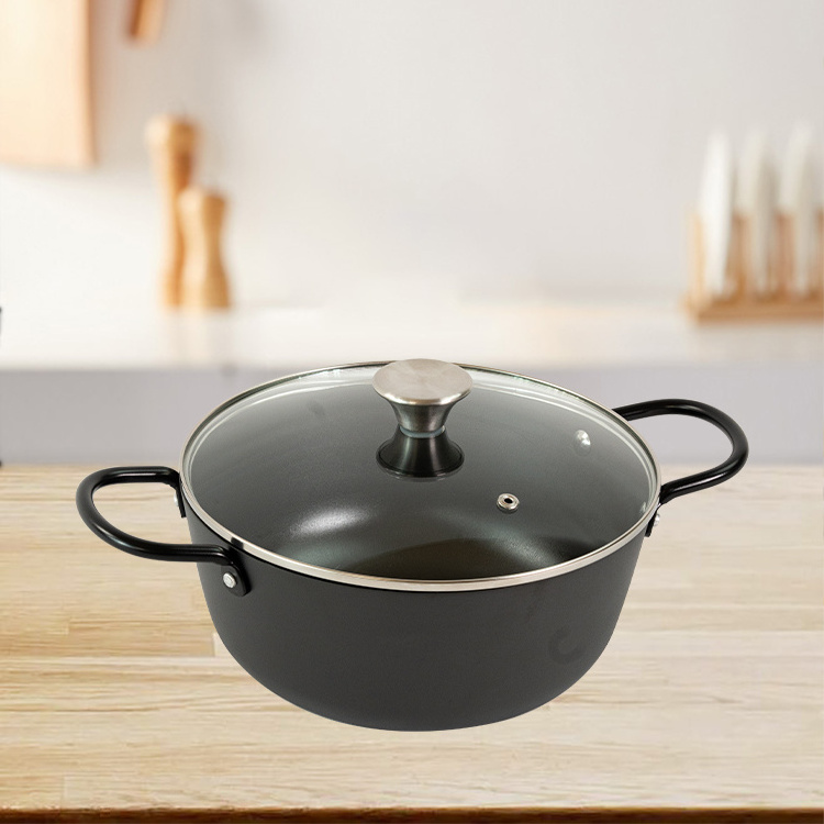 New product 2024 Cast Iron Stock Pots With glass Lid Dutch Oven Casserole for Cooking Kitchen