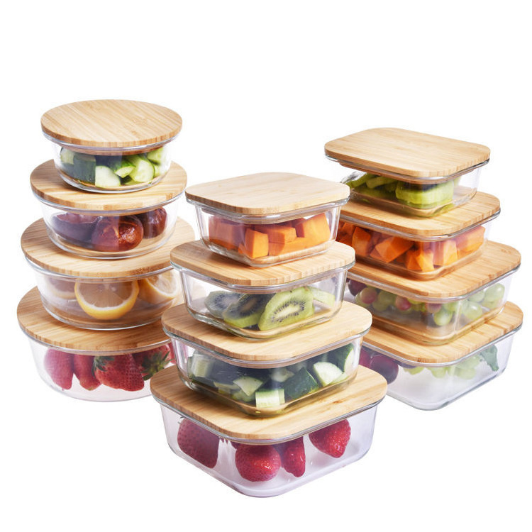 New Product Ideas 2024 High Borosilicate Glass Food Container With Bamboo Lid soup lunch box