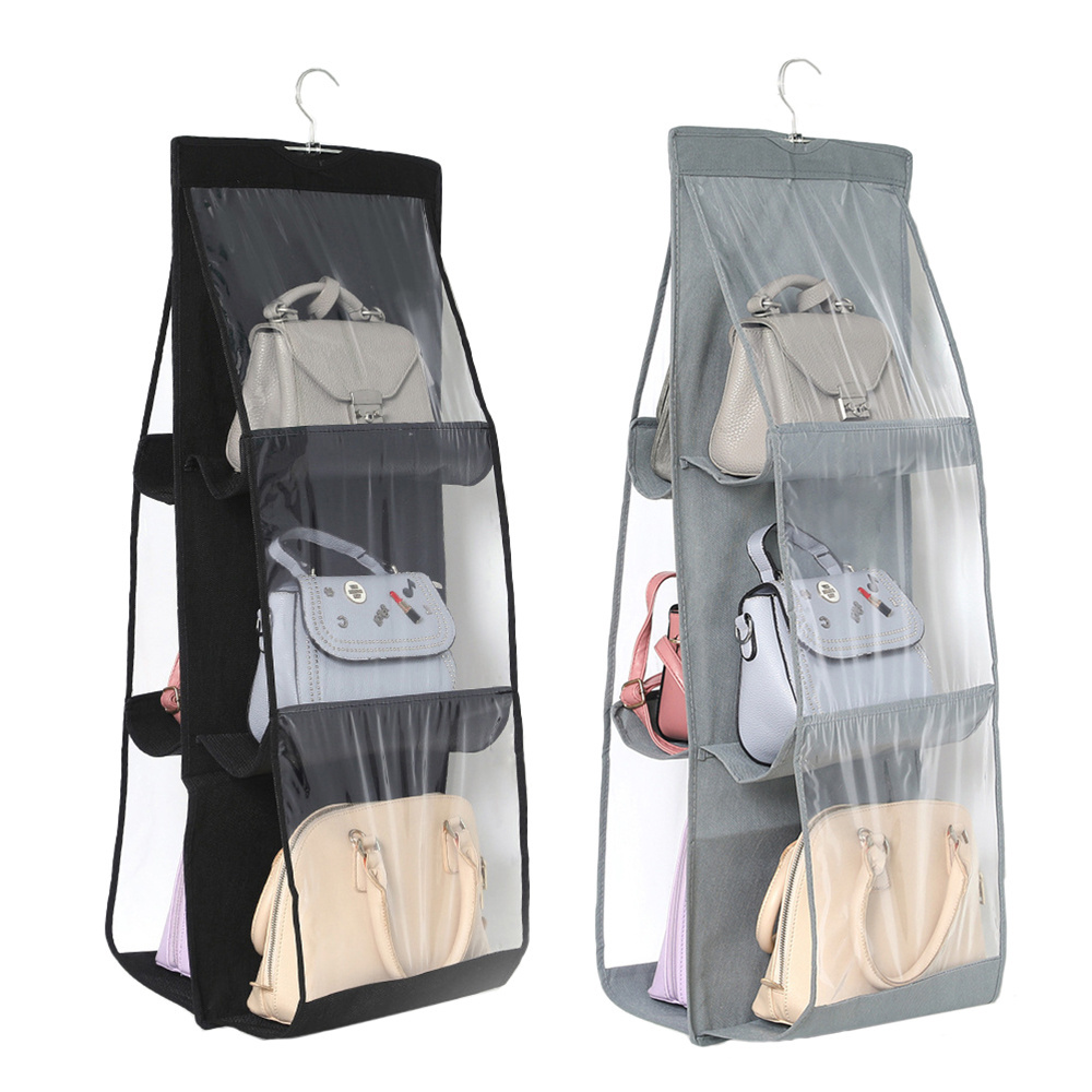 Factory Top Sale Home Closet Foldable Hanging Organizer Bag Dustproof 6 Pockets Handbag Storage Bag