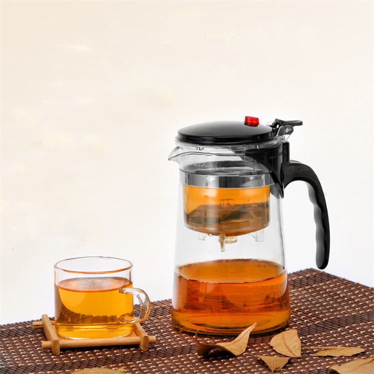 Home Office Camping Picnic Glass Tea Kettle Glass Tea Pot with Infuser and Lid for Blooming & Loose Leaf