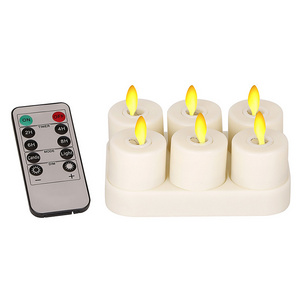 High quality 6Pieces Flicker Flame Rechargeable Flameless Led Tealight Candles for Home Wedding Party Decoration