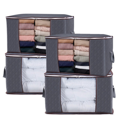 Large Capacity Clothes Storage Bag Organizer with Reinforced Handle Thick Fabric for Comforters Blankets Bedding Clear Window