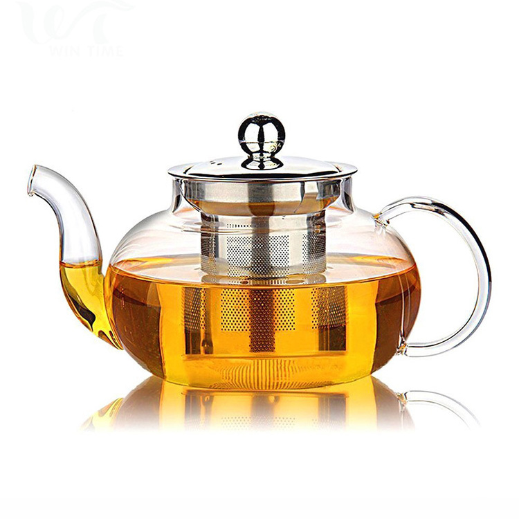 2024 online Hot Sale New Product Heat Tempered Blooming Glass Flower Teapot With Tea Infuser Loose Leaf Tea Pots