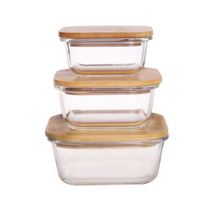 New Product Ideas 2024 High Borosilicate Glass Food Container With Bamboo Lid soup lunch box