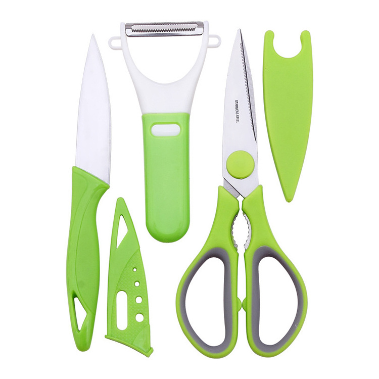 Factory New Arrival 2024 Home Office Travel Portable Vegetable & Fruits Kitchen Knife Scissors Grater Set