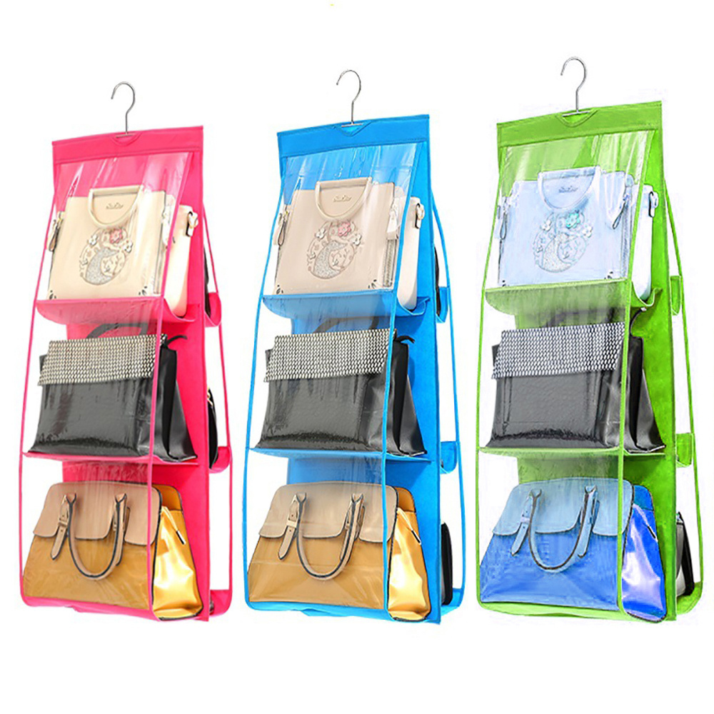 Factory Top Sale Home Closet Foldable Hanging Organizer Bag Dustproof 6 Pockets Handbag Storage Bag