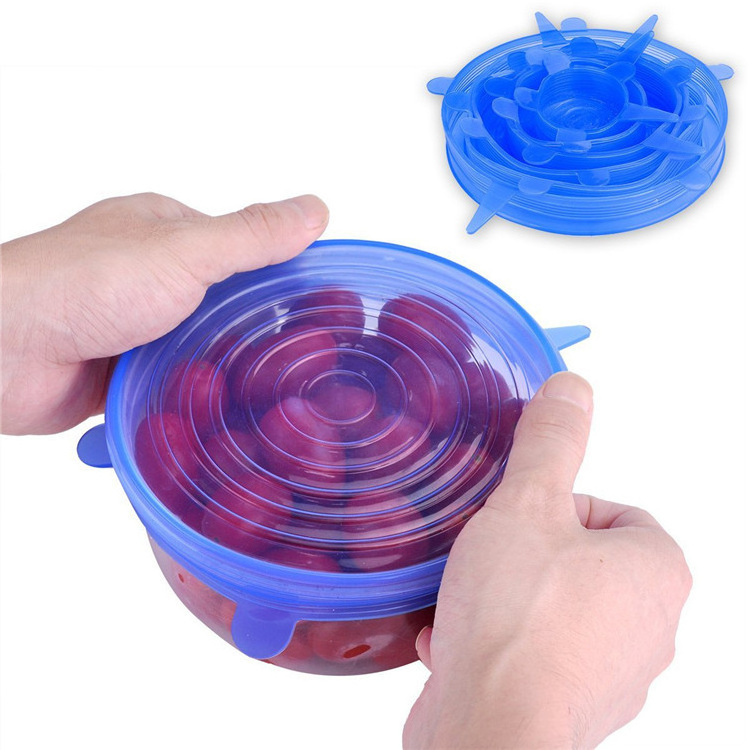 Factory Top Seller Kitchen Accessories Fruits Vegetables Fresh Cover BPA Free 6-Pieces Silicone Stretch Lid