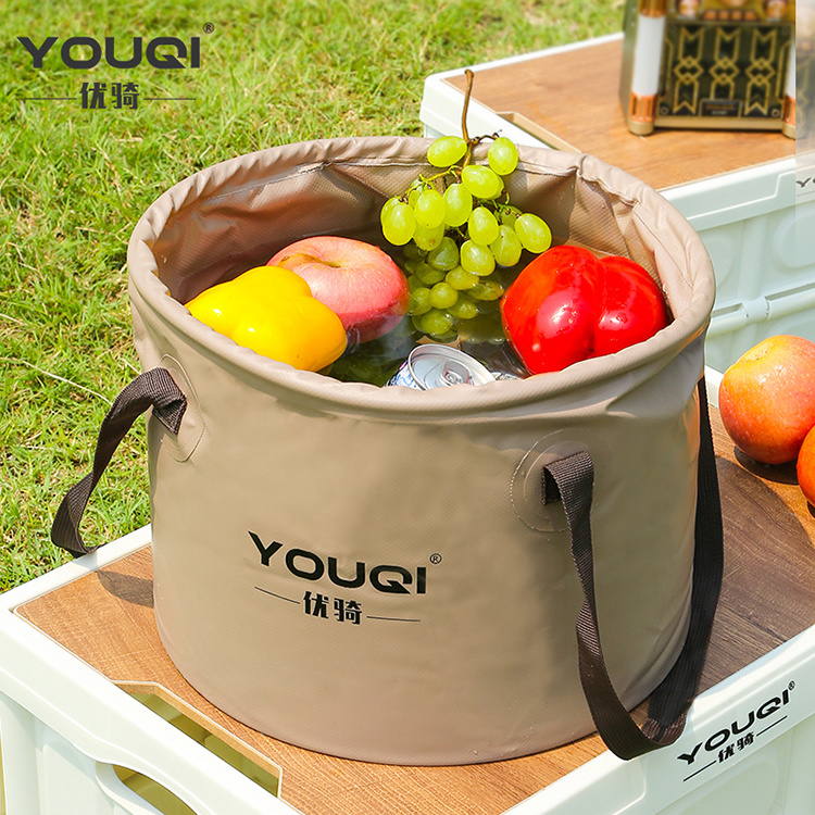 YOUQI Wholesale Water Bucket Custom Printed Round Collapsible Folding Bucket Camping Folding Bucket Portable Car Wash Basin and