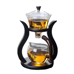 New Creative Heat-Resistant Glass Teapot Set Semi-Automatic Lazy Tea Set high borosilicate glass teapot