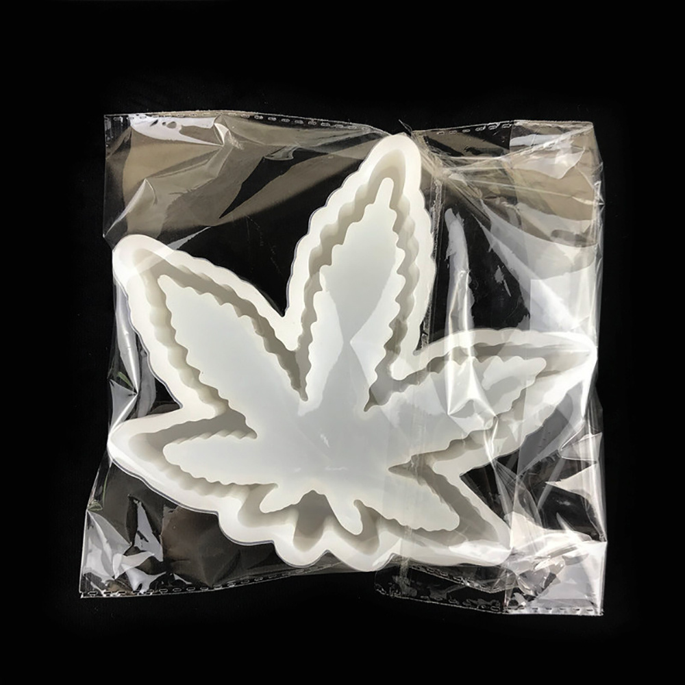 Online New Exotic Diy Silicone Mold Ashtray Epoxy Large Leaf Mold Hemp Leaf Ashtray Mirror