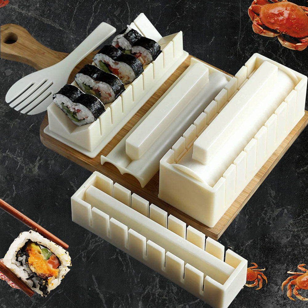 New Products Ideas online Sushi Making Kit Deluxe Edition Complete Sushi Set 10 Pieces Plastic Sushi Maker Tool Complete