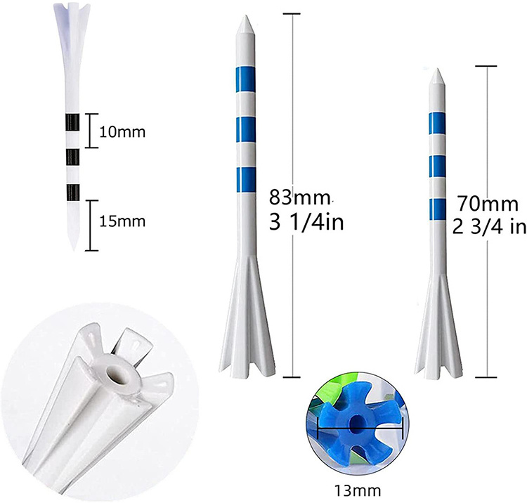 Factory Custom High Quality Golf Tees Golf Supplies 5 Prongs custom logo Printed Golf Plastic Tees