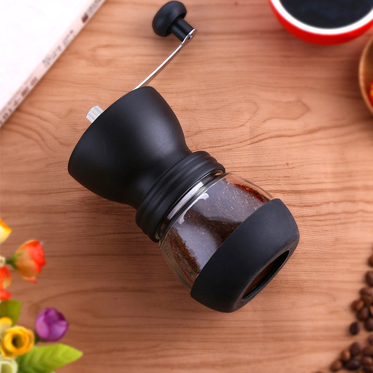 Online New Arrival Manual Coffee Grinder with Ceramic Burrs Hand Coffee Mill with Two Glass Jars  for Home Office Travelling