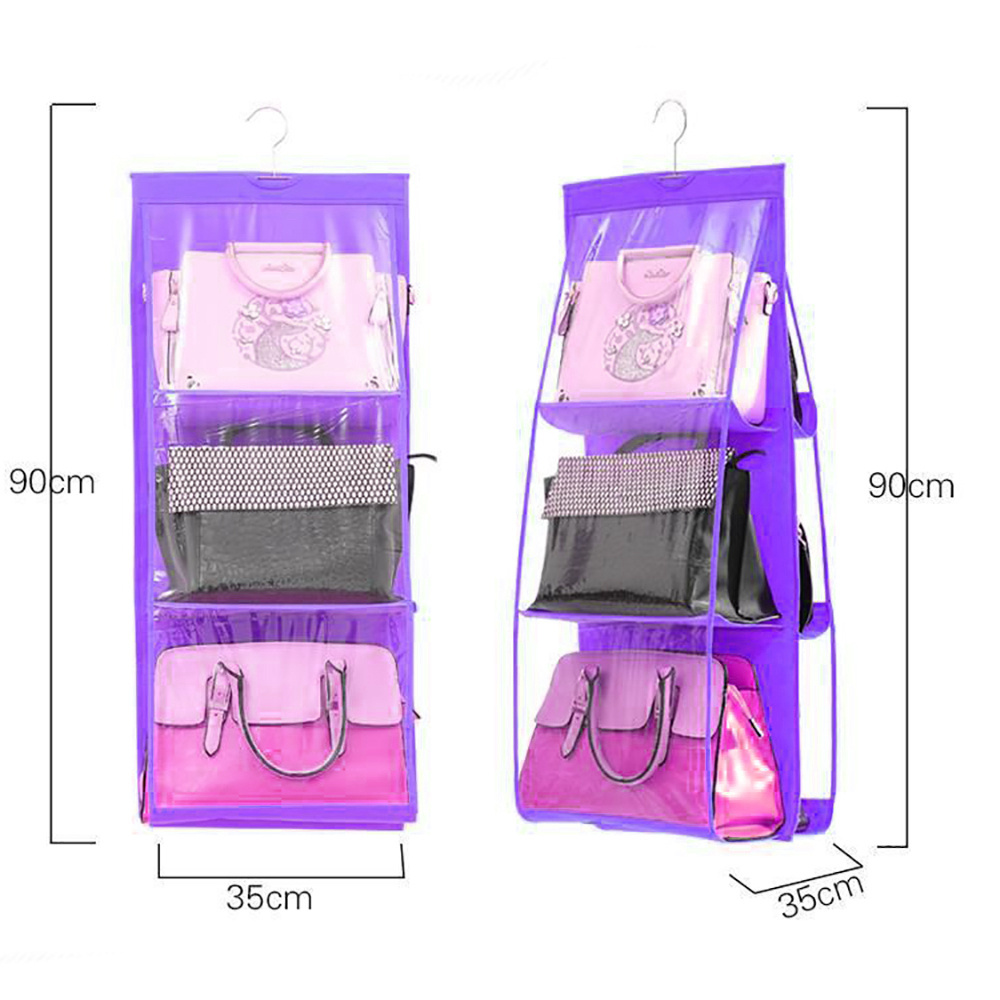 Factory Top Sale Home Closet Foldable Hanging Organizer Bag Dustproof 6 Pockets Handbag Storage Bag