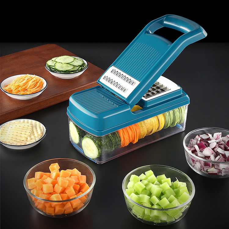 9 Blades Onion Mincer Cutter Dicer Egg Slicer Vegetable Chopper with Container for Salad Potato Carrot