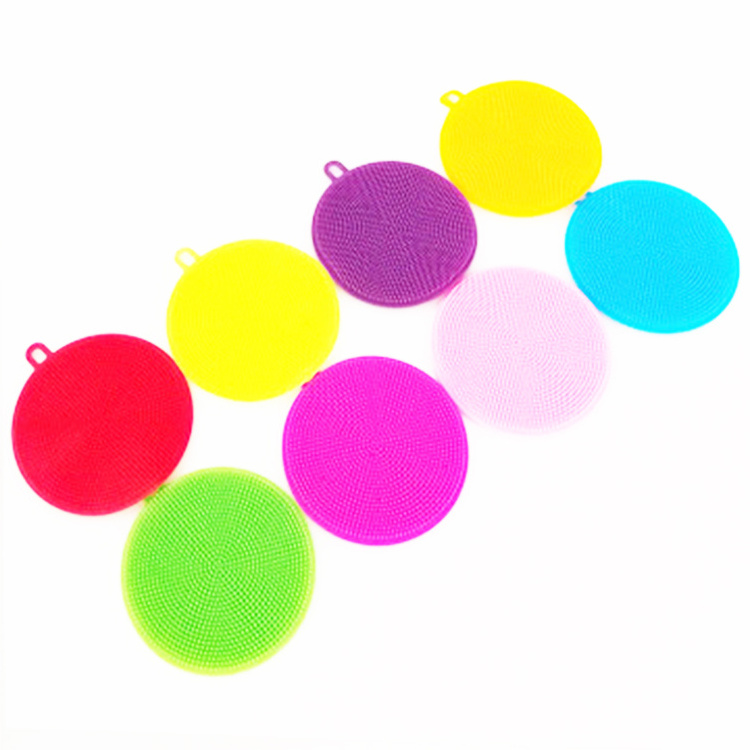 online Hot Sale Kitchen Cleaning Brush Silicone Dishwashing  Circular Dish Washing Brush Fruit And Vegetable Cleaning Brush