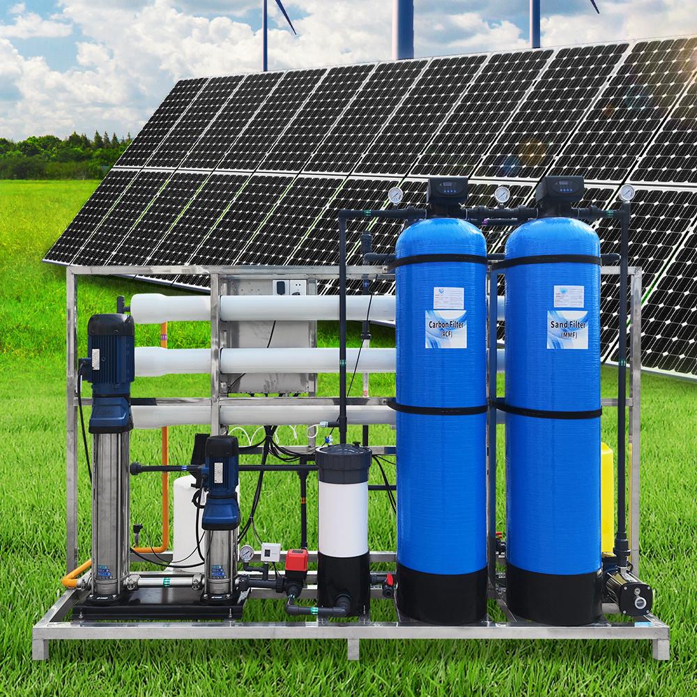 1T/H drinking water process reverse osmosis water purification unit solar desalination system