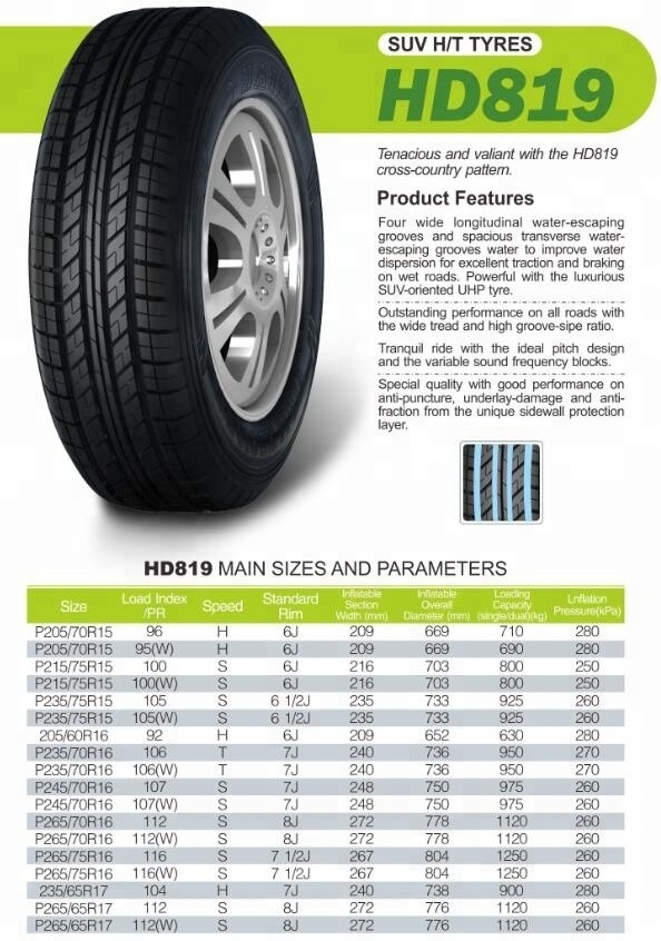 Cheap Wholesale Tires HD819 P205/70R15,P215/75R15,P235/75R15,205/60R16,P235/70R16,P245/70R16, P265/70R16,P265/75R16,P235/65R1