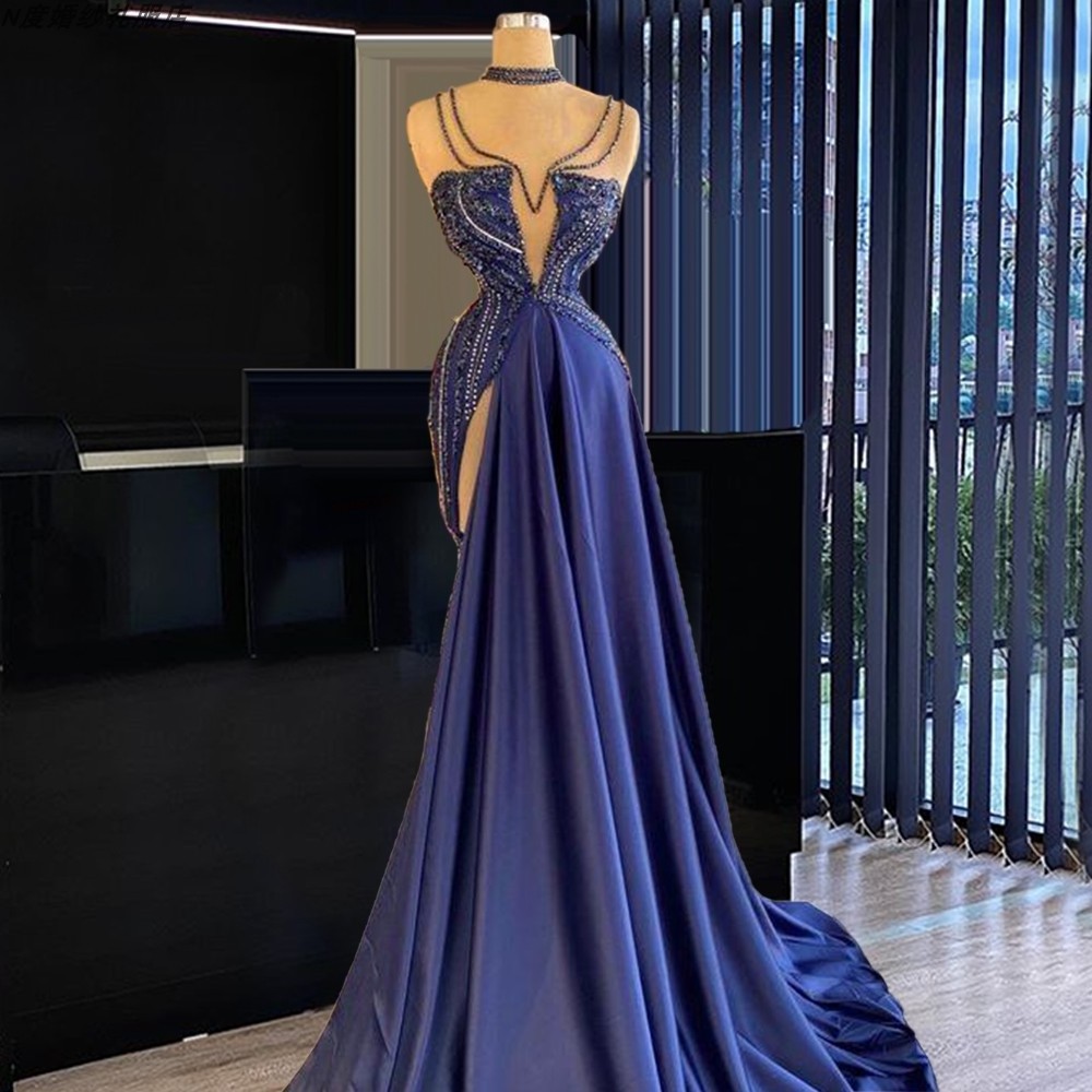 Womens Blue Banquet Stage Wear Runway Strapless Robe Soiree Innova Quinceanera Dresses Ball Dresses Prom Maxi Dress