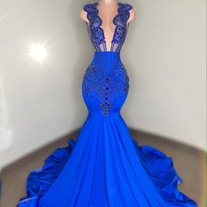 Ocstrade Royal Blue Stage Wear Vestidos Largos Prom Dress Vestidos De Fiesta Largo Quinceanera Rhinestone Ball Gowns Maxi Dress