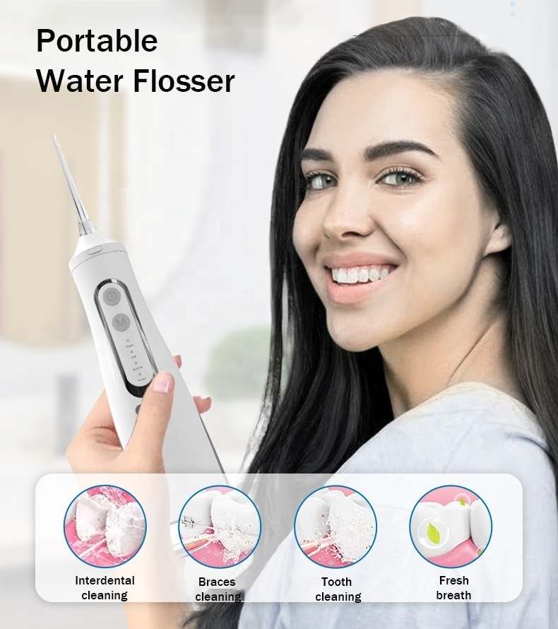 Electric Portable Dental USB Oral Irrigator Pick Waterfloss Teeth Dental Water Flosser Teeth Cleaning Nose Cleaner IPX7 300ml 3