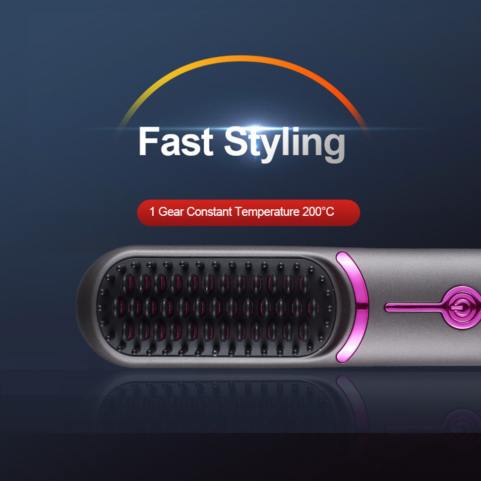 Professional Hair Straightener Heater Brush Rechargeable Brush for Electric Hair Beard Hair Straightener Brush Metal Usb Ltd.