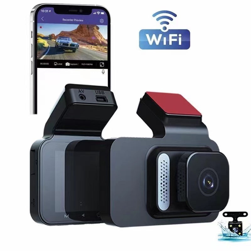 3.0inch ips screen dual lens car dvr dash cam wifi video recorder 1080p front camera and rearview black box for car