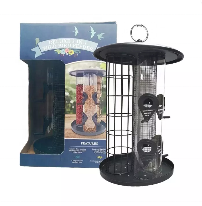 Promotion High Quality Steel Hanging Standing 3 in 1 Bird Feeder for Garden Outdoor