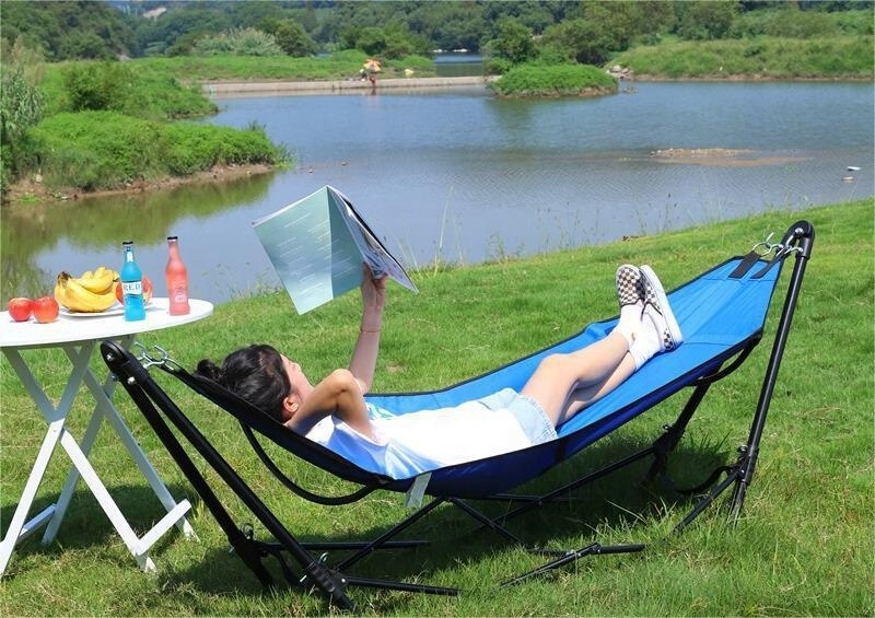 Wholesale Price Durable Steel Frame Stand Outdoor Hammock Chair Hammock Swing for Garden Courtyard Park Leisure Camping Hiking