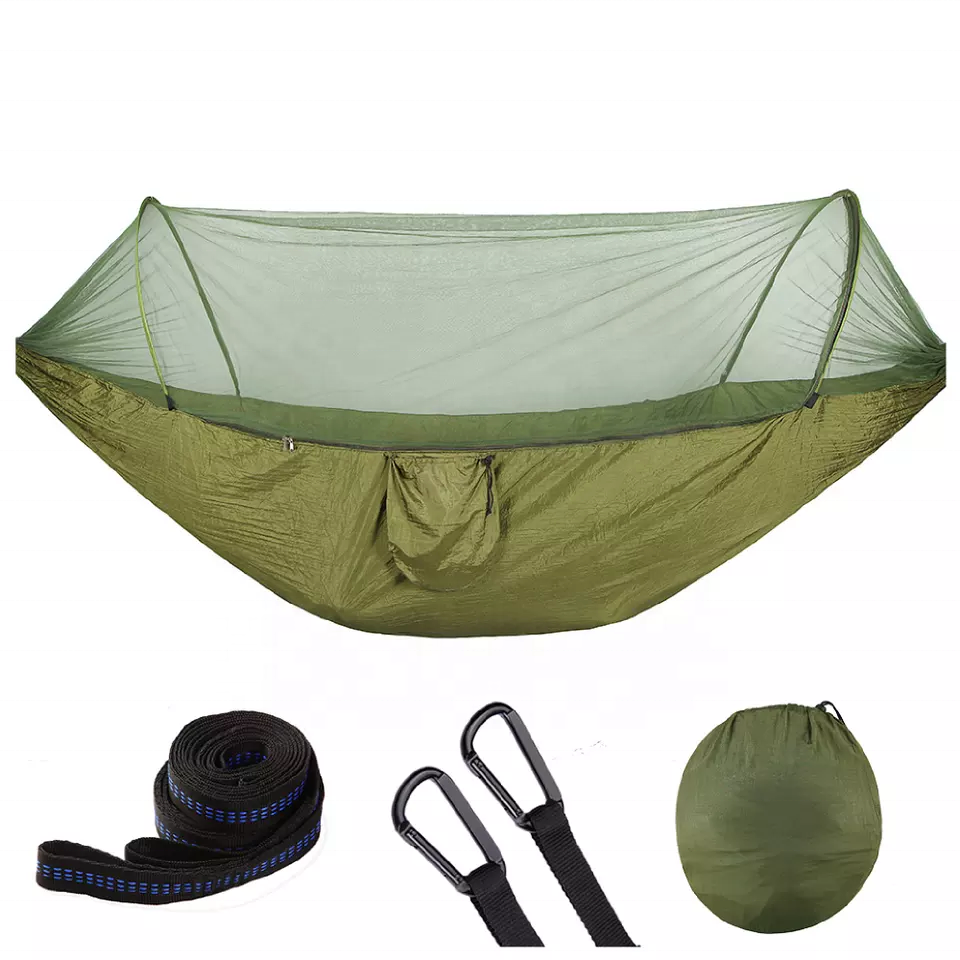 Popular Items Automatic Opening Outdoor Foldable Portable Camping Kid Family Hammock with Mosquito Net Max Bearing 300kg Durable