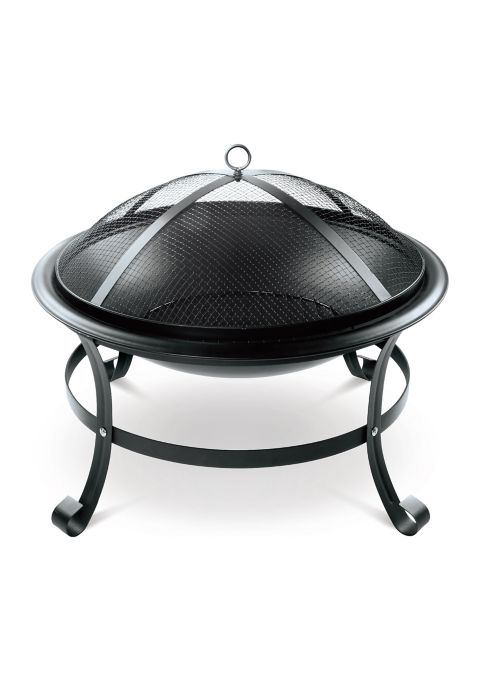 Patio Heater Spark Protect Tripod Freestanding Wood Burning Fire Bowl with Poker and BBQ Grill Grate