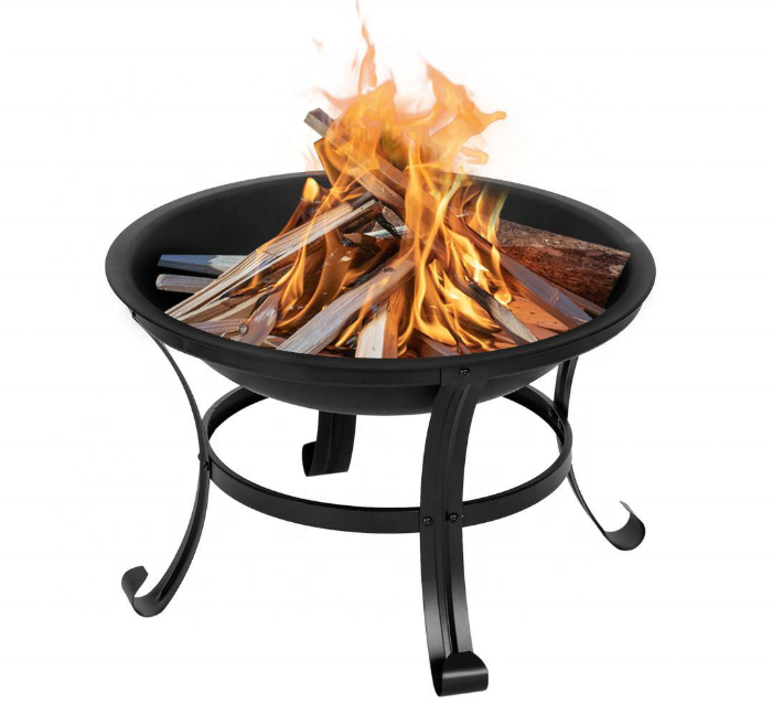 Patio Heater Spark Protect Tripod Freestanding Wood Burning Fire Bowl with Poker and BBQ Grill Grate