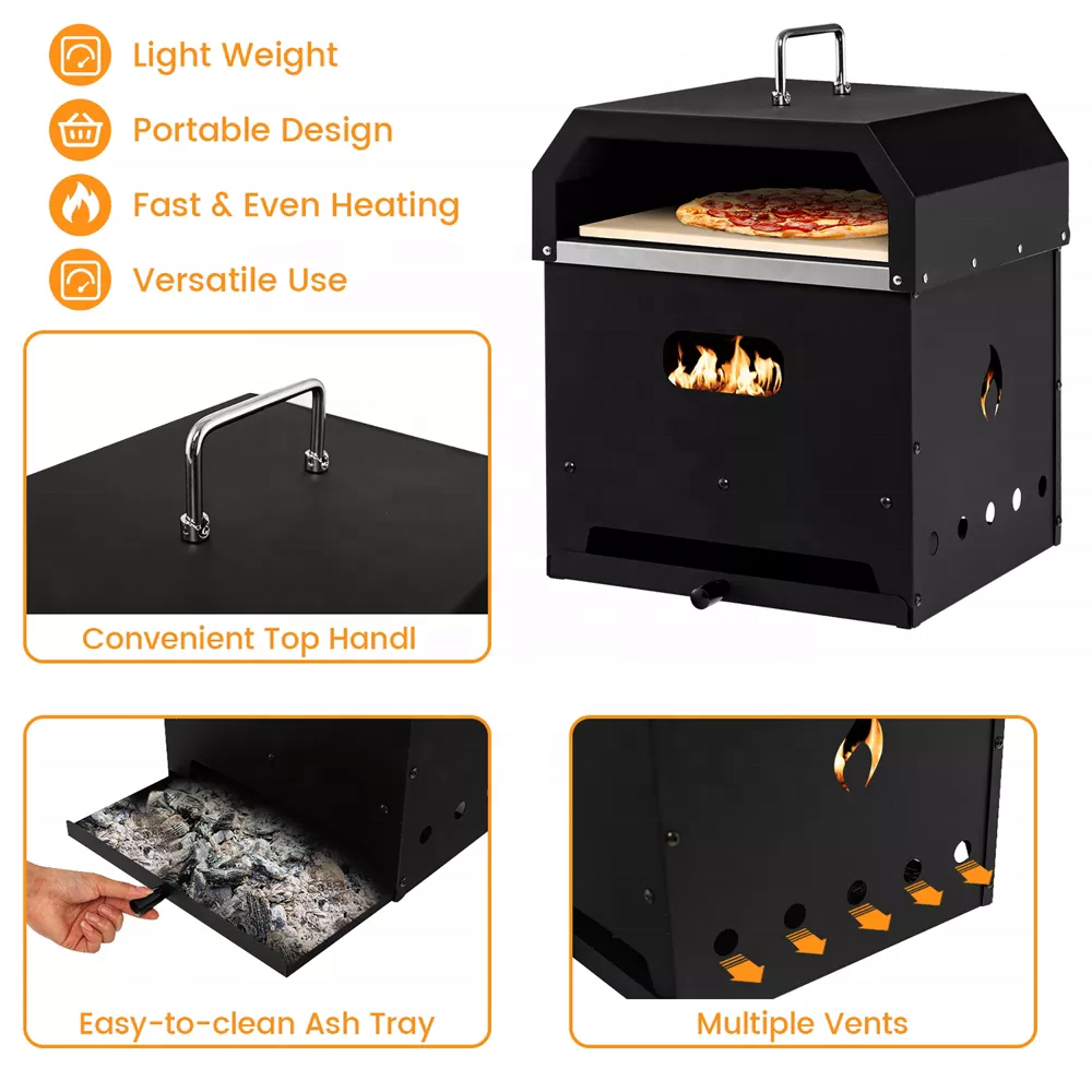 4 IN 1 Multi Function Indoor Outdoor Camping Kitchen Charcoal BBQ Grills Wood Fire Pizza Oven