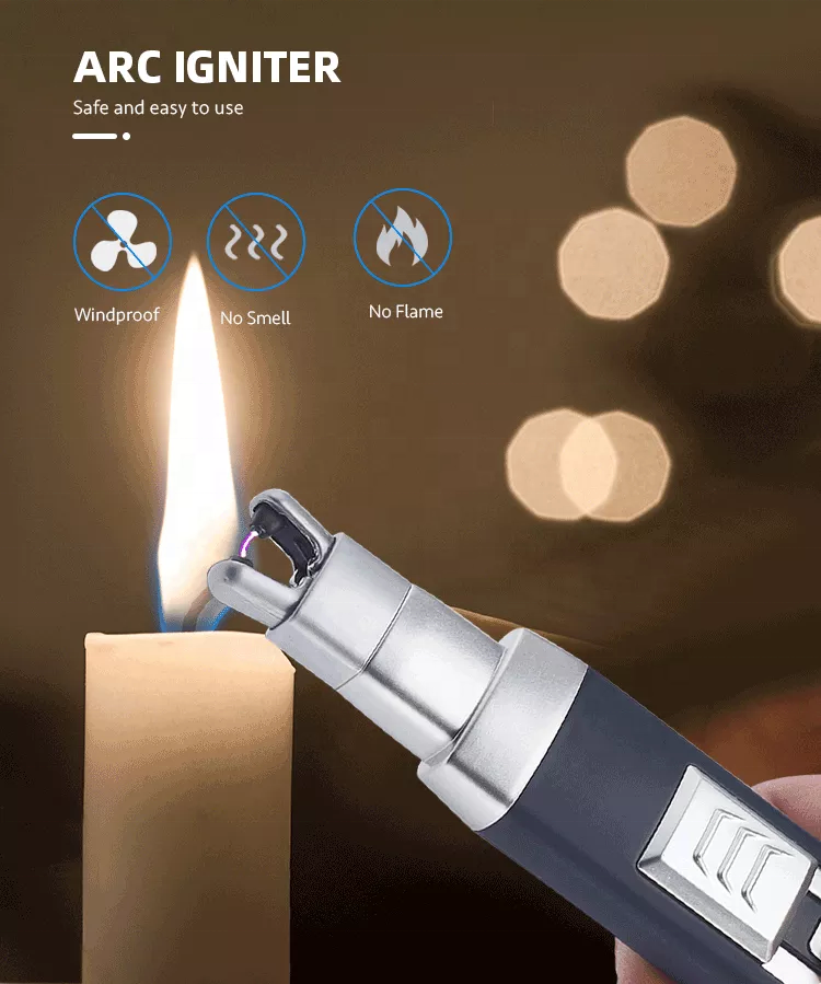 Gift Box Packing No Flame Lighter Cigar Cigarette Candle BBQ Stove USB Arc Ignition Metal Body Top Grade Wind Waterproof Igniter