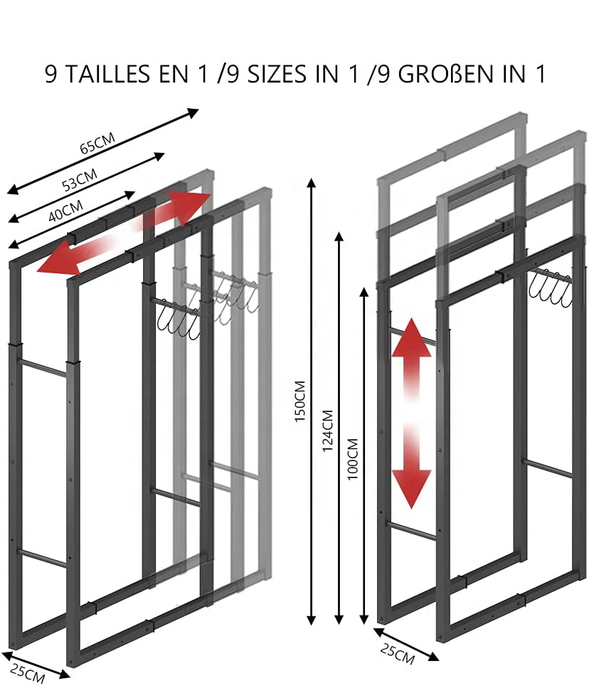 Indoor Outdoor Fireplace Accessories Telescopic High Carbon Steel Log Storage Holder Firewood Rack