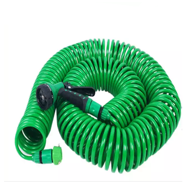 Popular Superior Quality Stand Storage Coiled Garden Hose and Holder Set with Spray Gun