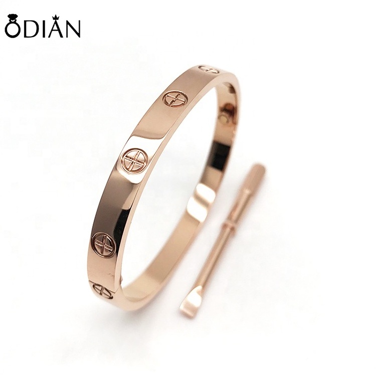 Wholesale Luxury jewelry stainless steel PVD plated real gold silver loves screw screwdriver nail bracelet for men women bangle