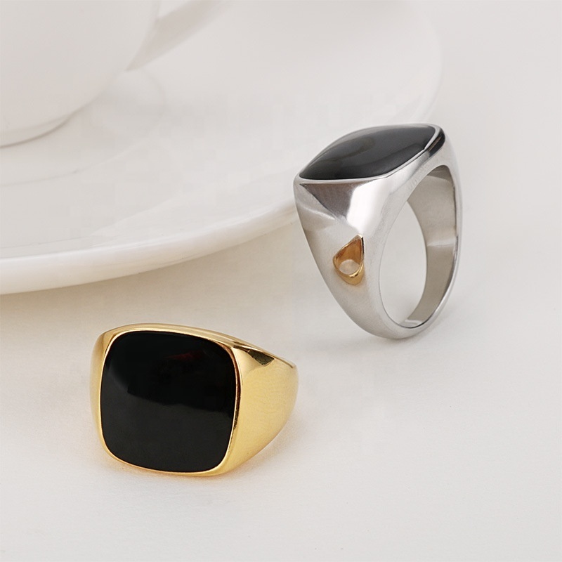 Personality retro smooth geometric type stainless steel men's ring