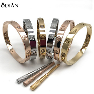 18k gold plated stainless steel Jewelry loves bracelet Luxury screw loves bracelet with screwdriver bangle