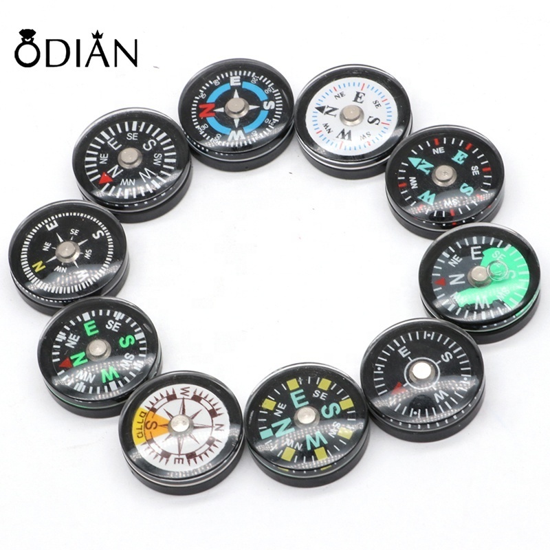 Odian Jewelry Button Compass 12mm - 30mm Mini Pocket Oil Filled Compass for Hiking Camping Outdoor Activities Accessory